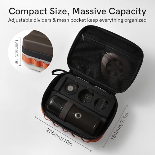 OutIn Mino Portable Electric Espresso Machine Travel Gift Set, 22-Bar Self-Heating Espresso Maker with Foldable Coffee Stand, EVA Plus Carrying Case