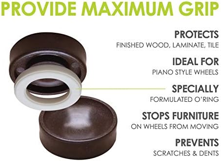 Slipstick CB605 Small Furniture Wheel Caster Cups/Floor Protectors with Non Skid Rubber Grip (Set of 4 Non Slip Furniture Cups) 1-3/4 Inch Round - Chocolate Brown