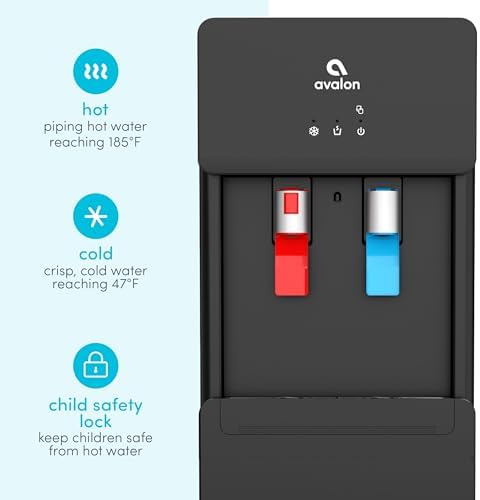 Avalon A6BLWTRCLRBLK Touchless Bottom Loading Cooler Dispenser-Hot & Cold Water, Child Safety Lock, Innovative Slim Design