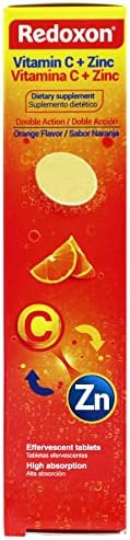 Redoxon Vitamin C + Zinc, Effervescent Tablets of Vitamin C and Zinc, Helps Support Your Immune System, Orange Flavor, 20 Effervescent Tablets, 2.82 Oz, Box