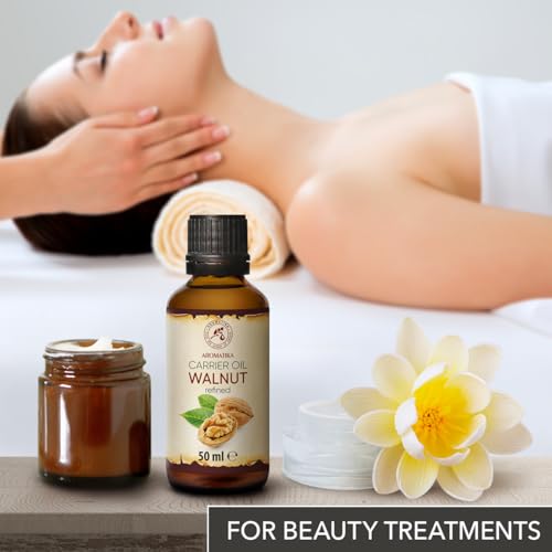 AROMATIKA Walnut Oil 1.7 Fl Oz (50ml) - Juglans Regia Seed Oil - USA - 100% Pure & Natural - Intensive for Face Care - Body - Hair - Skin - Nails - Hands - Good w/Essential Oil