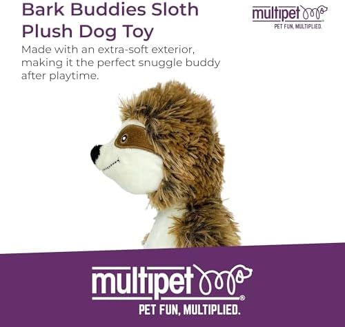 Multipet Sitting Sloth Dog Plush Toy - Squeaky Toy for All Dogs - Extra Soft Plush - Stuffed Animal for Cuddling & Playing - Cute Jumbo Pet Toy (14")