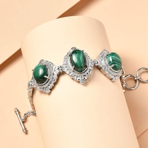Malachite 29.35 ctw Bracelet in Stainless Steel 7.00 In