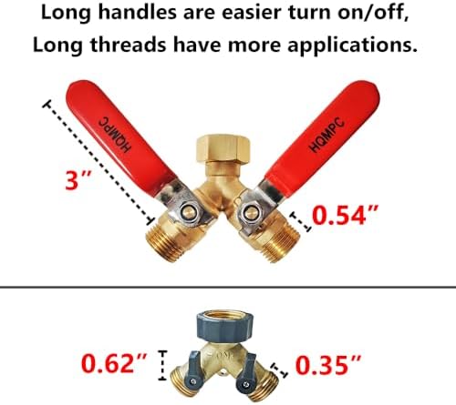 HQMPC Brass Garden Hose Y Valve Hose Splitter Water Garden Hose Adapter 2 Way 3/4" GHT Thread