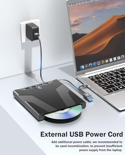 8-in-1 External Blu-ray Drive, BD Reader DVD CD Burner for Mac PC | Black 5Gbps USB3.0 Type-C, SD TF Reader, 8-in-1 BD Optical Drive