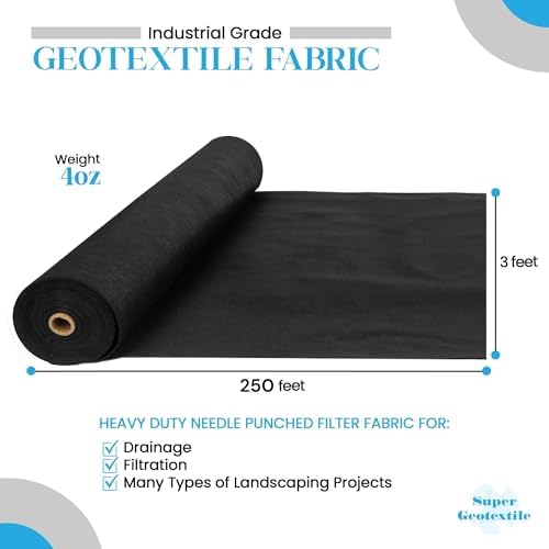 Super Geotextile 4, 6, 8 oz Non Woven Fabric for Landscaping, French Drains, Underlayment, Erosion Control, Construction Projects - 8 oz (4x100)
