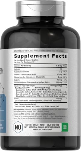 Horbäach Glucosamine Chondroitin MSM | 180 Caplets | with Turmeric
