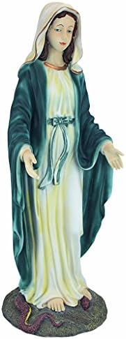 Design Toscano Anne with Young Mother Mary Holy Religious Garden Statue, 12 inches wide, 21 inches tall, Cast Stone Resin, Antique Stone Finish