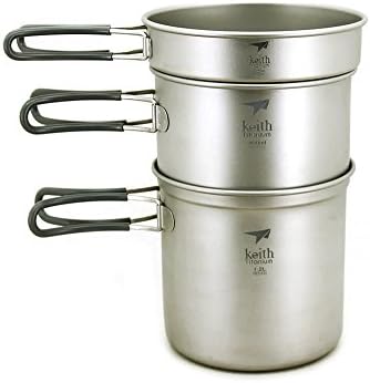 Keith Ti6014 Grade 1 Pure Titanium 3-Piece Pot and Pan Set