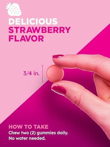 PINK Hair Skin Nails Gummies | Plus 2,500 mcg of Biotin | 60 Count