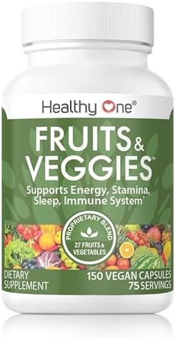 Healthy Fruits & Veggies, 27-in-1 Formula, GLP1 Support, Superfoods - 150ct | Immun & GLP1 Support, 1 Serving = 3 Servings Fruits & Vegetables, Energy & Focus, High Fiber, Antioxidants, Kid Safe