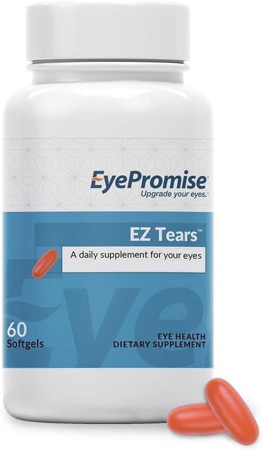 EyePromise EZ Tears Eye Vitamin - 60 Softgels, 30-Day Supply | Eye Supplements for Occasional Dryness & Irritation with Omega 3