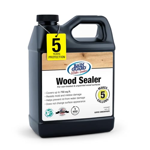 Rain Guard Wood Sealer Concentrate | Makes 2 Gallon | Protects Wood from Water Damage, Rotting, and Stains | Water Based Silane/Siloxane | Eco-Friendly | VOC-Free | Natural Finish