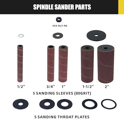 Woodskil Variable Speed Oscillating Spindle Sander for Wood,4A | Spindle Sander with 1000-1800RPM,6 Sleeves,Compact Design for Curved Edges,Contours,Slots,Detail Work