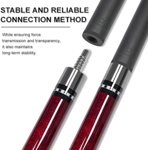 HomeSeason 58inch Carbon Fiber Pool Cue Stick with Screw-in Extension and Leather Case, 18oz Low Deflection Professional Cue Stick for Billiards, 13mm Tip