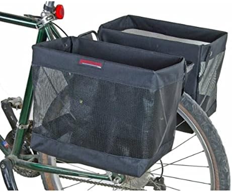 Omaha Bicycle Grocery Panniers – Foldable Bike Rack Bags & Basket for Groceries – Easy 3-Point Mounting System – Pair of Rear Bags for