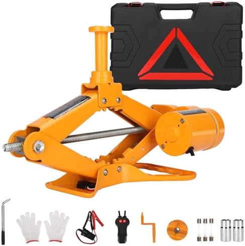 Electric Scissor Car Jack Kit 2 Ton Portable Auto Car Lift Floor Jack | 12V Scissor Jack for Sutire Repair 14.6 Inch Range for SUV Sedan Floor Jack for Tire Change Roadside Emergency