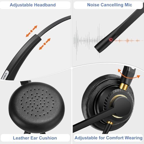 Arama RJ9 Telephone Headset for Cisco IP Phones, Mic Mute&Volume Control