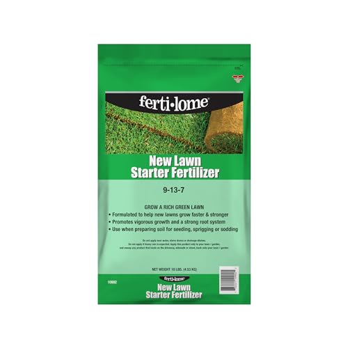 Fertilome (10906) New Lawn Starter Fertilizer 9-13-7, 20 lbs | 9-13-7 seed & sod starter - Develops roots before rapid growth, safe for new lawns - Lawn starters