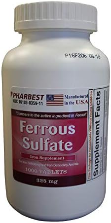 Ferrous Sulfate 325 mg Tablets, 1000 Count