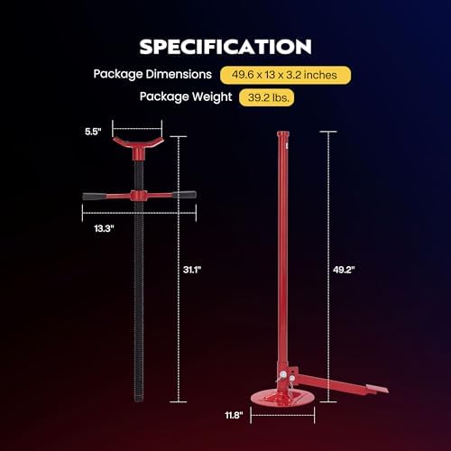 SPECSTAR Under Hoist Support Stand 3/4 Ton Jack Stand | 1650Lbs Capacity, Adjustable 52-76 Inch Height, 12 Inch Diameter Base for Vehicle Lifting & Support