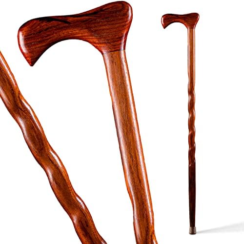 Brazos Handcrafted Wood Walking Cane, Twisted Cocobolo, Derby Style Handle, for Men & Women, Made in the USA, 37"