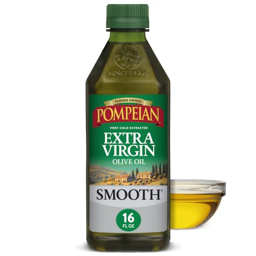 Pompeian Smooth Extra Virgin Olive Oil - 32 Fl Oz | First Cold Pressed Olive Oil for Cooking - Smooth Taste for Sauteing, Stir-Frying, and Baking