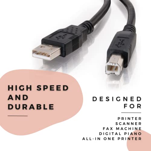 Premium 6 Feet USB 2.0 Replacement Printer Cable Compatible for Makerbot REPLICATOR Plus +