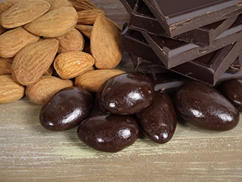 Gourmet Dark Chocolate Covered Almonds by Its Delish, 1 lb Bulk Bag | Almond Nuts Dipped Chocolates Healthy Candy Snacks | Dairy Free, Vegan, Kosher
