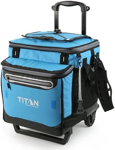 Titan by Arctic Zone Deep Freeze Wheeled Cooler - 60 Can Rolling Cooler with Deep Freeze Insulation and Detachable All-Terrain Cart with Wheels