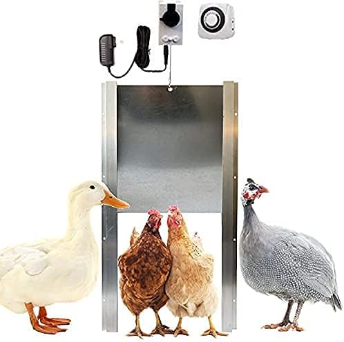 Opener with Motor & Timer (1 Year Warranty) | Heavy Duty | Made USA | Auto Pop Door Opener | Chicken Coop Accessories | Metal