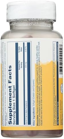SOLARAY Vitamin E 1000 IU Softgel Capsules, 670 mg - d Alpha Tocopherol Vitamin E Supplements - Skin Health