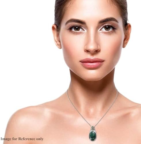 SHOP LC DELIVERING JOY Stainless Steel Malachite Peridot Birthstone Pendant Necklace for Women Jewelry Size 20" Birthday Gifts for Women