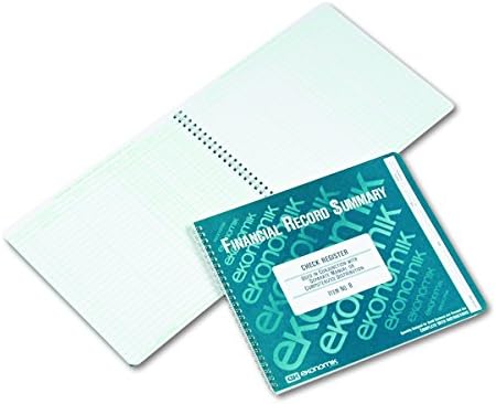 R Wirebound Check Register Accounting System, 8 3/4 x 10, 40-Page Book , Green;white