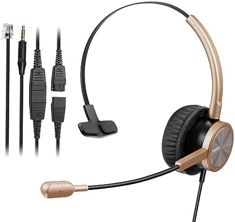 MAIRDI Phone Headset with RJ9 & 3.5mm Jacks for Call Center Office Deskphone Cell Phone PC Laptop