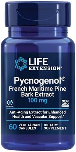 Life Extension Pycnogenol – French Maritime Pine Bark Extract – Scientifically Studied Healthy Aging & Vascular Health Supplement – Non-GMO, Gluten-Free, Vegetarian – 60 Capsules | Scientifically Studied Formula Supports Healthy Aging & Vascular Health,…