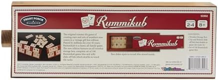 Rummikub Tile Game in Vintage Edition Wooden Storage Case, Ages 8+