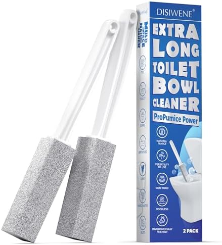 DISIWENE Pumice Cleaning Stone with Handle Toilet Bowl Cleaner Hard Water Ring Remover for Bath/Pool/Kitchen/Household Cleaning (4, 4 Pack with Handle)