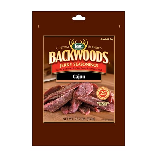 LEM Products Backwoods Cajun Jerky Seasoning, Ideal for Wild Game and Domestic Meat, Seasons Up to 25 Pounds of Meat
