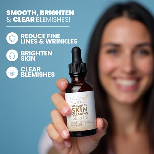 Eva Naturals Vitamin C Serum, Retinol, Niacinamide & Salicylic Acid, 1 oz | Hyaluronic acid, dark spots, brightening, dark spot remover & corrector, anti-aging