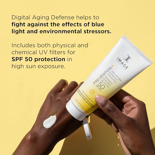 IMAGE Skincare PREVENTION+ Daily Ultimate Protection Moisturizer, SPF 50 Face Sunscreen Lotion, Zinc Oxide, Blendable with No White Cast, 3.2 oz