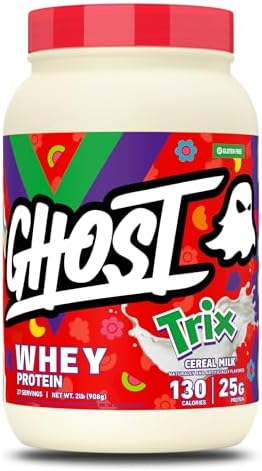 GHOST Whey Protein Powder, Milk Chocolate - 2LB, 25G of Protein | Whey Protein Isolate & Concentrate Blend - Post Workout Nutrition Shake, Smoothies - Soy & Gluten-Free - 2LB Tub, 26 Servings