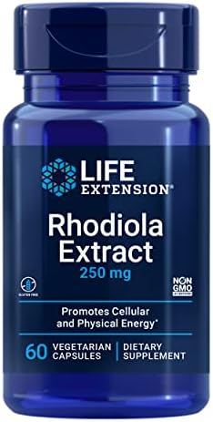 Life Extension Rhodiola Extract, Rhodiola rosea Supplement, standardized Extract, Promotes Physical and Mental Performance, Gluten-Free, Non-GMO, Vegetarian, 250 mg, 60 Capsules | Rhodiola Rosea Standardized Extract That Promotes Physical & Mental Perfor…