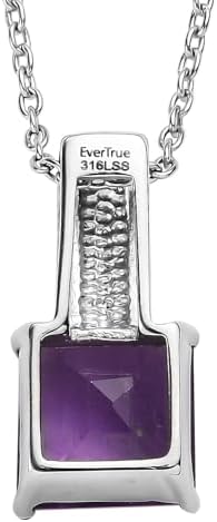 Amethyst 5.00 ctw Pendant Necklace in Stainless Steel 20 Inches