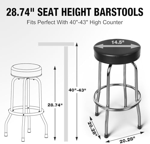 YELLOW JACKET Swivel Bar Stool with Footrest, Padded Seat | Modern Counter Barstool, 360° Swivel, Ball Bearing, Anti-Slip Caps