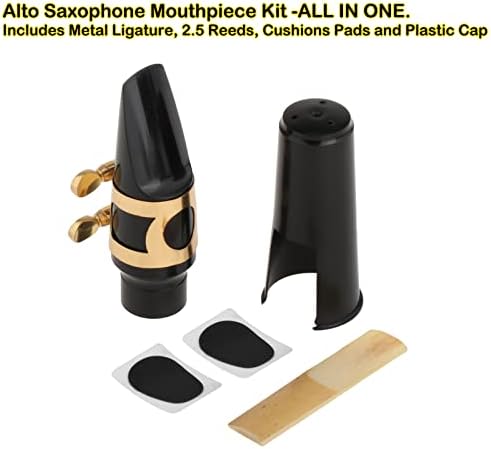 Alto Saxophones Mouthpieces Kit with Ligature, One Reed and Cap | Saxophone Mouthpieces with Easy Response and Comfortable Feel, Ideal for Beginners