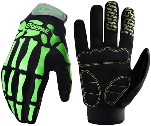 Azarxis Skeleton Gloves Adjustable Lightweight Racing Skull Sports Work Bone Gloves Anti-Slip Breathable for Men & Women Motorcycle, Cycling, Biking