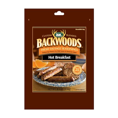 LEM Products Backwoods Breakfast Fresh Sausage Seasoning, 8.3 oz Packet | Pre-Measured Seasoning for Wild Game and Domestic Meat, Seasons Up to 25 Pounds of Meat for Homemade Patties and Sausages