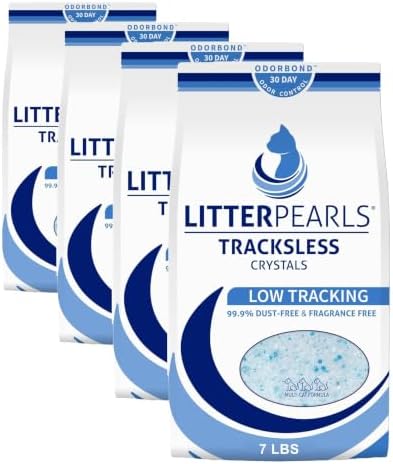 Litter Pearls Micro Crystals Unscented Non-Clumping Crystal Cat Litter with Odorbond, 7 lb, White, Clear and Blue Crystals (LPMC7)