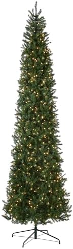 National Tree Company 7.5ft Pre-Lit Kingswood Fir Slim Christmas Tree | 350 Clear Lights, 1,075 Tips, Includes Stand, Artificial, White